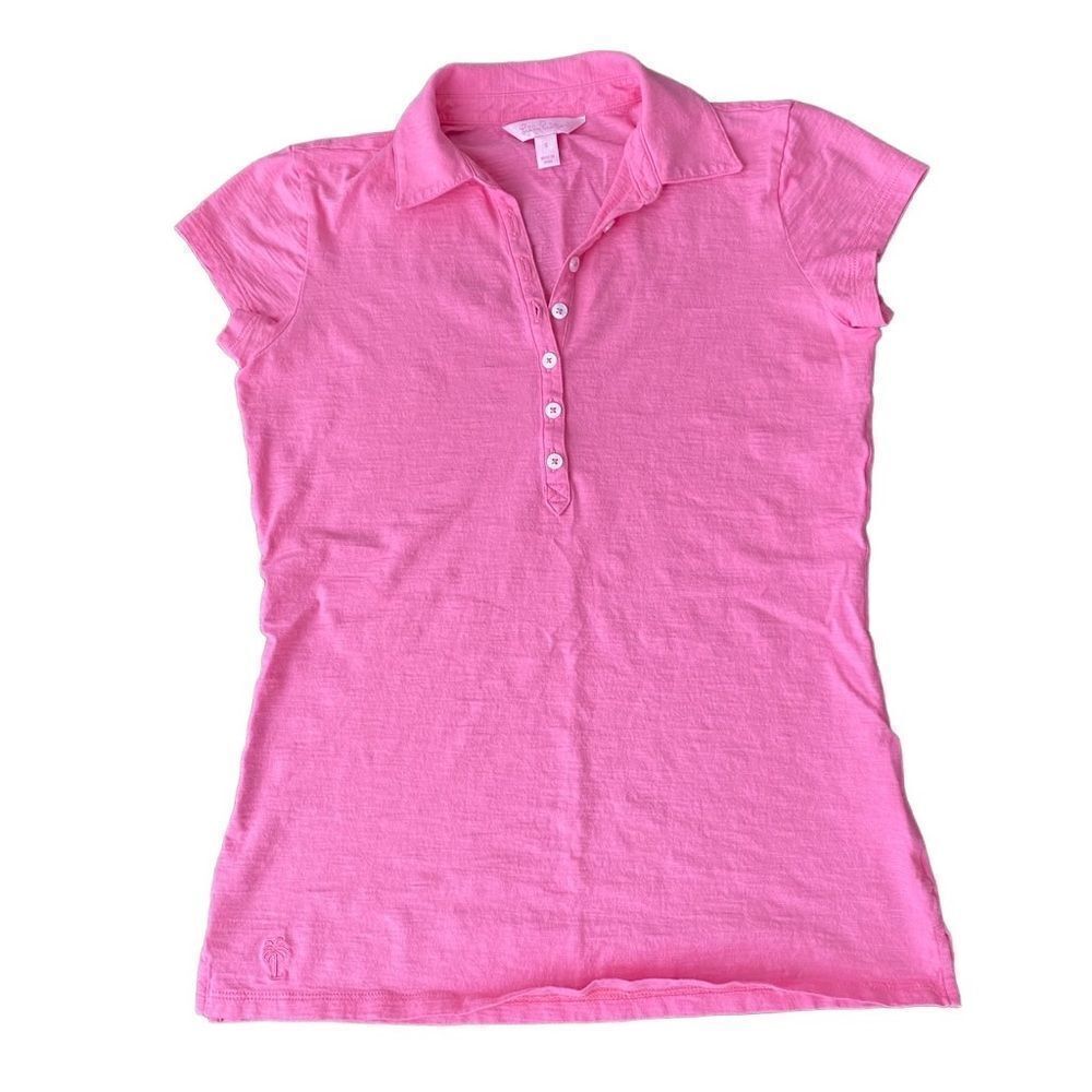 Lilly Pulitzer Pima Cotton Lightweight Polo Shirt Small Hot Pink